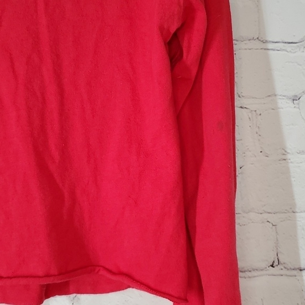 2017 Victoria's Secret PINK Red Holiday Long Sleeve Snowflake Crop Top Tee Sz XS - Picture 8 of 12